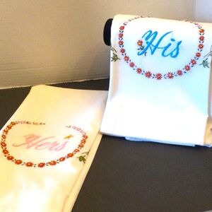 Vintage set his and hers embroidered pillow cases